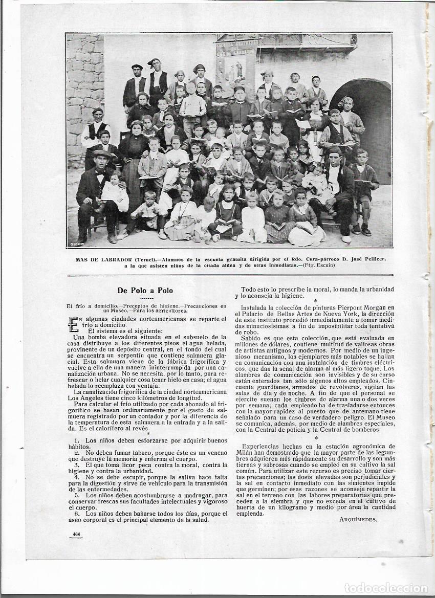 Colecionismo: A&Ntilde;O 1914 RECORTE PRENSA MAS DE LABRADOR TERUEL ALUMNOS ESCUELA DIRECTOR CURA JOSE PELLICER