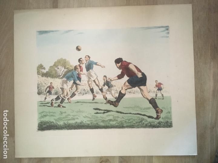 Coleccionismo: futbol lamina litografica original antigua