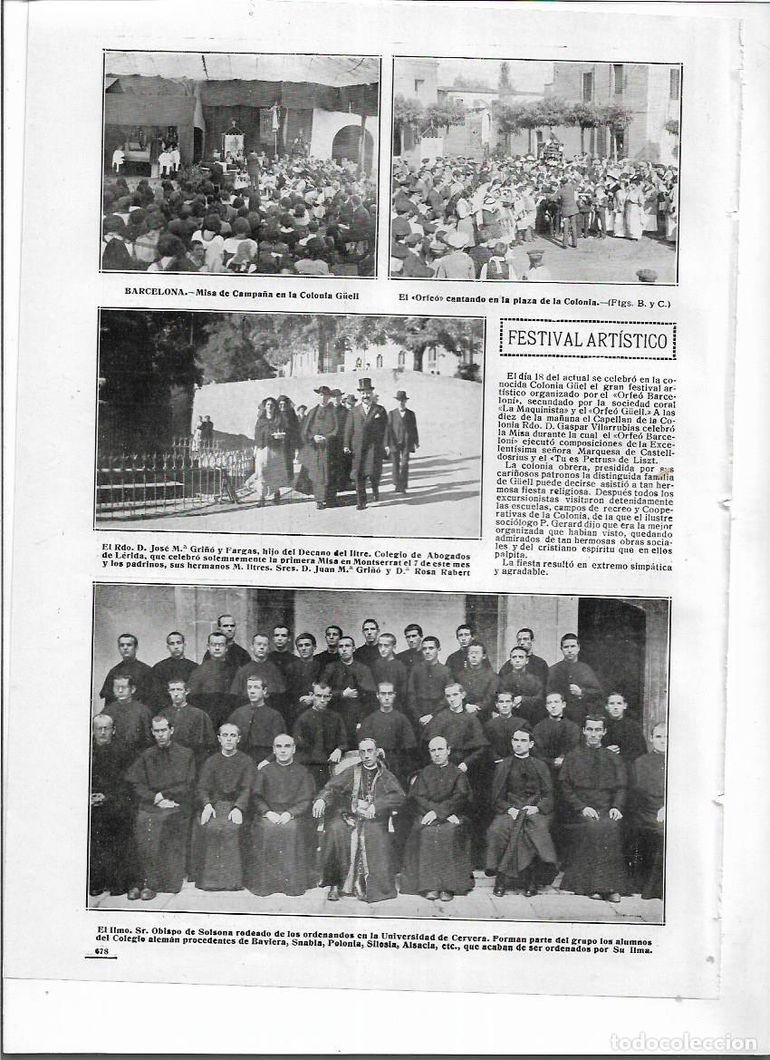 Collezionismo: &Ntilde;O 1914 RECORTE PRENSA BARCELONA MISA DE CAMPA&Ntilde;A EN LA COLONIA GUELL CORAL LA MAQUINISTA ORFEO GUELL