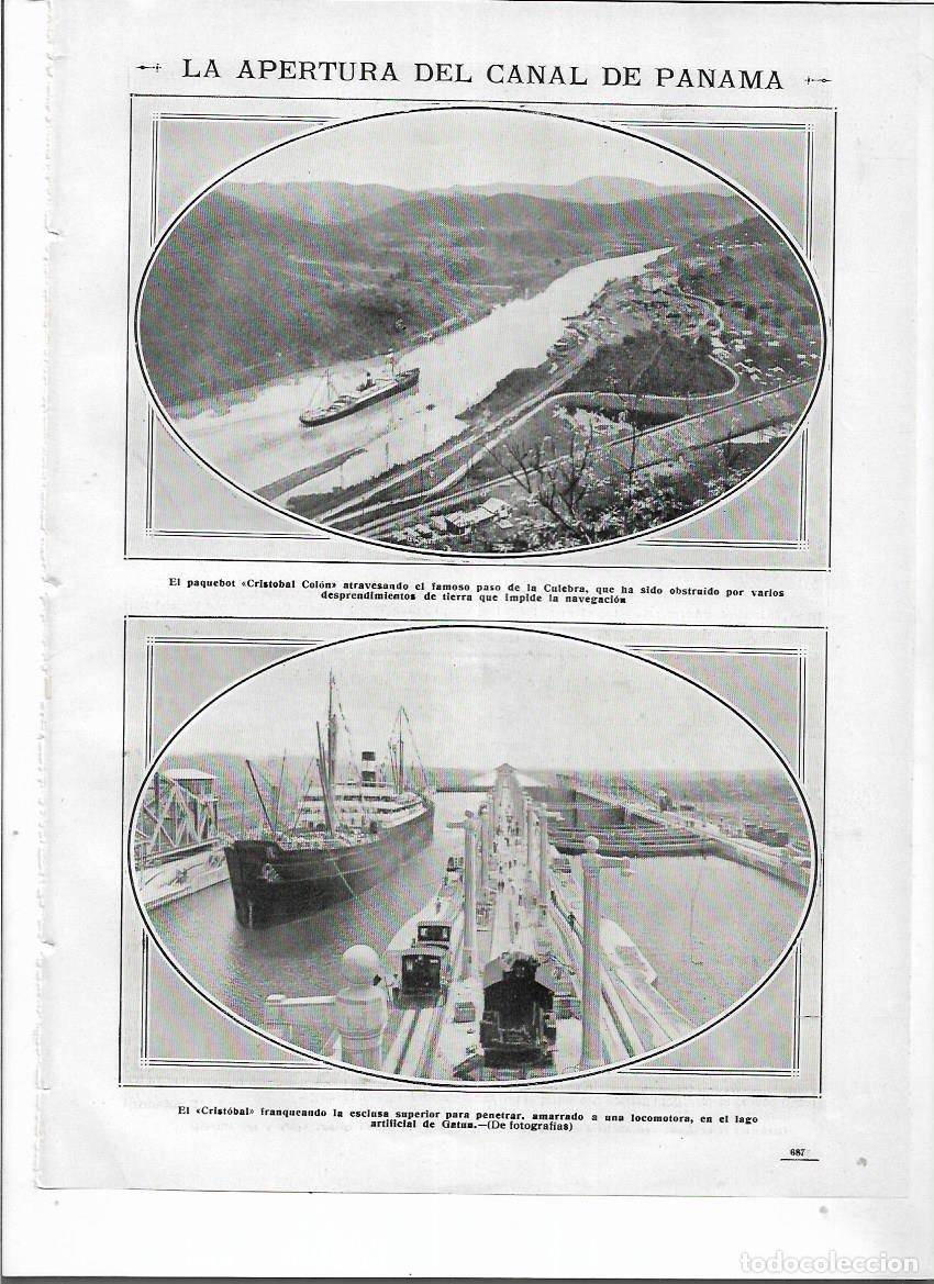 Collezionismo: A&Ntilde;O 1914 RECORTE PRENSA APERTURA DEL CANAL DE PANAMA PAQUEBOT CRISTOBAL COLON ESCLUSA PASO CULEBRA