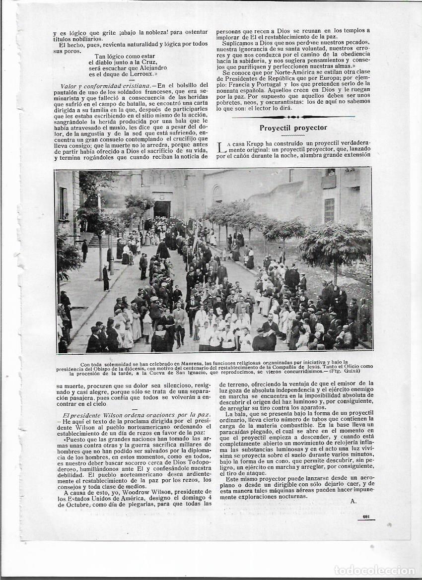 Collezionismo: A&Ntilde;O 1914 RECORTE PRENSA MANRESA PROCESION COVA SANT IGNASI RESTABLECIMIENTO COMPA&Ntilde;IA DE JESUS