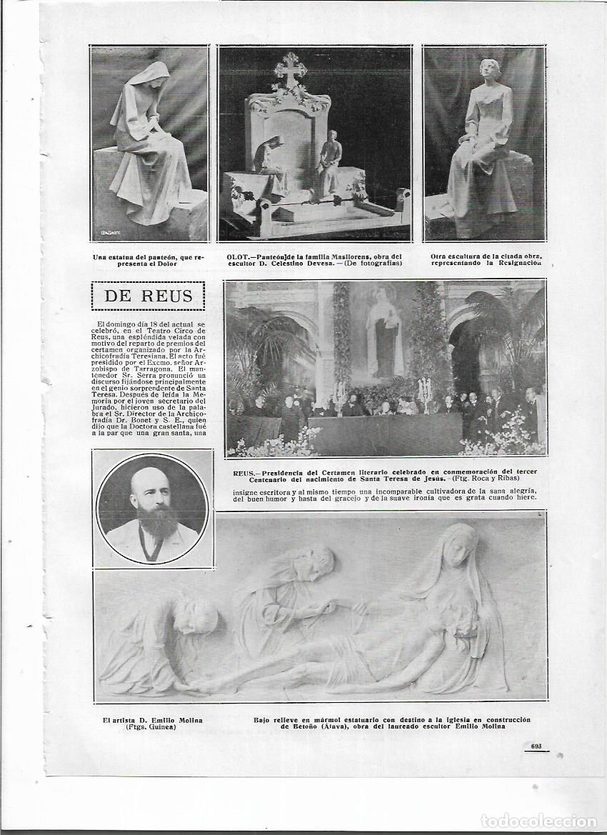 Collezionismo: A&Ntilde;O 1914 RECORTE PRENSA BETO&Ntilde;O ALAVA ESCULTURA EMILIO MOLINA BAJO RELIEVE MARMOL PARA LA IGLESIA