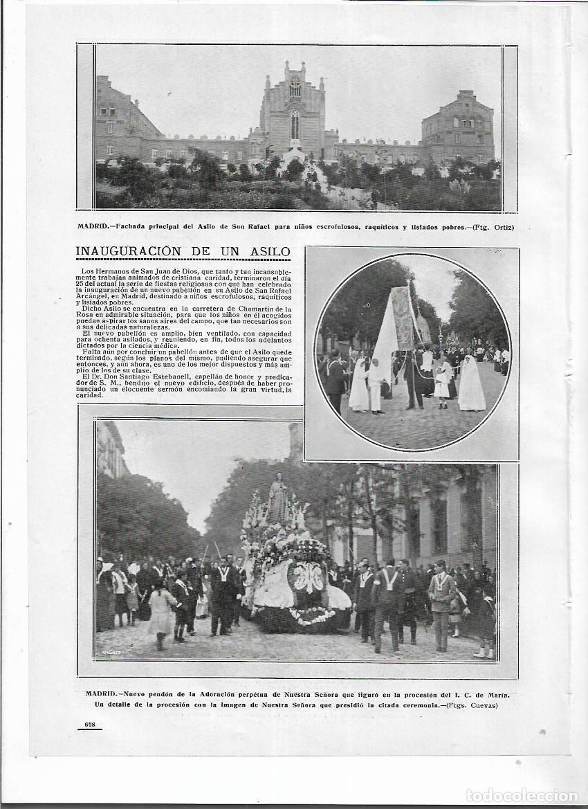 Collezionismo: A&Ntilde;O 1914 RECORTE PRENSA MADRID INAUGURACION ASILO DE SAN RAFAEL PROCESION PENDON ADORACION PERPETUA