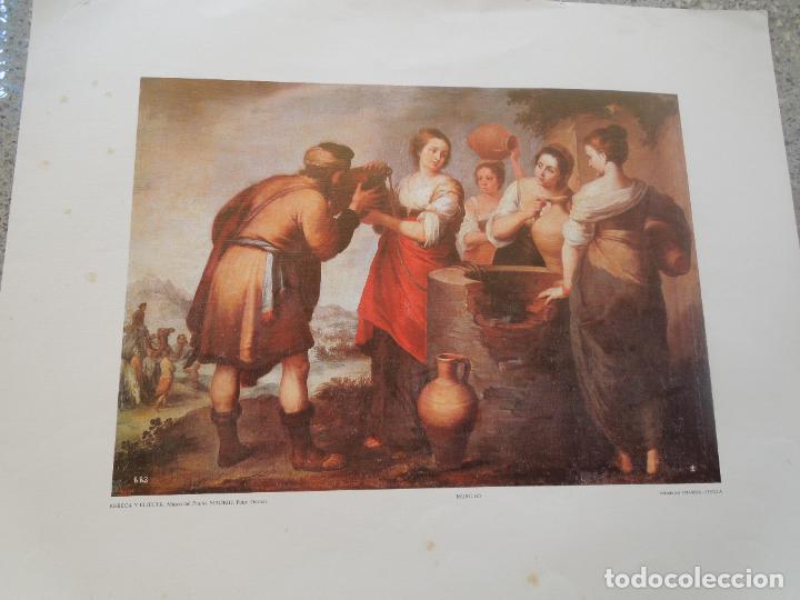 Coleccionismo: L&Aacute;MINA - REBECA Y ELIECER - MUSEO DEL PRADO - MURILLO - MIDE 34X43 CM.