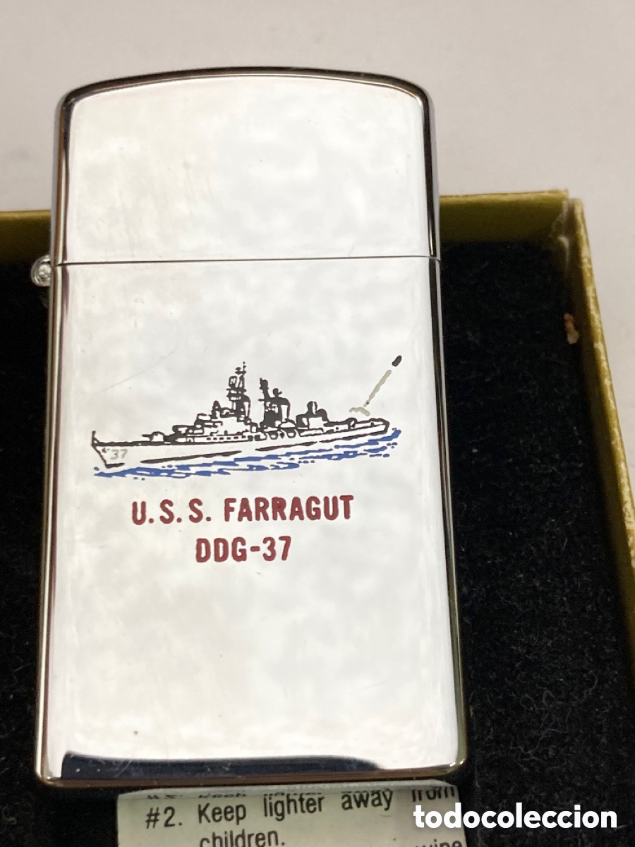 Coleccionismo: Mechero encendedor U.S.S Farragut DDG-37 como nuevo