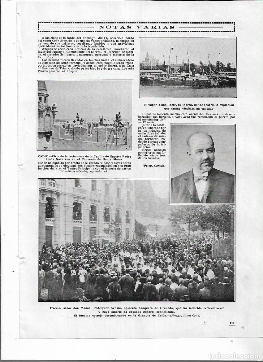 Collezionismo: A&Ntilde;O 1912 RECORTE PRENSA EXPLOSION EN EL VAPOR CABO ROCA DE IBARRA CAUSANDO VICTIMAS HERIDOS