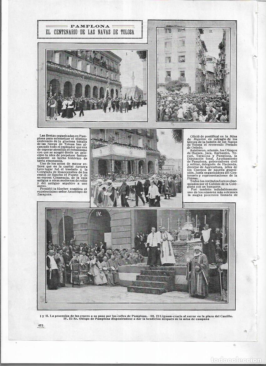 Collezionismo: A&Ntilde;O 1912 RECORTE PRENSA PAMPLONA CENTENARIO DE LAS NAVAS DE TOLOSA RONCESVALLES SEPULCRO REY SANCHO