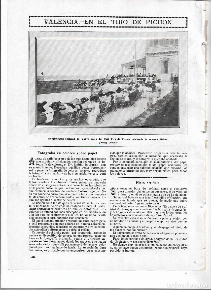 Collezionismo: A&Ntilde;O 1912 RECORTE PRENSA VALENCIA INAUGURACION NUEVO PATIO REAL TIRO DE PICHON