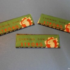 Coleccionismo: 3 CHICLES COMPLETOS CHEWING GUM STRONG PEPPER SANROMA SA SPAIN CHICLES DE BROMA AÑOS 80 90