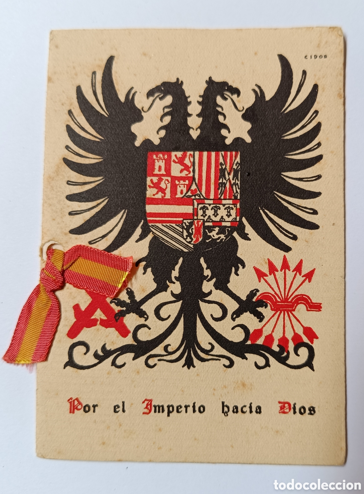 Colecionismo: Felicitaci&oacute;n Pascua Falange &Aacute;guila bic&eacute;fala .1938