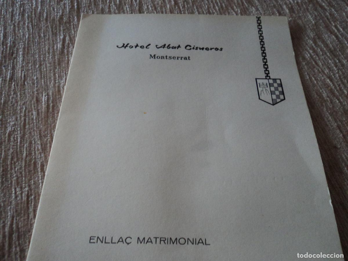 Coleccionismo: carta menu de enlace en hotel abad cisneros de montserrat 1972, 22 x16 cm