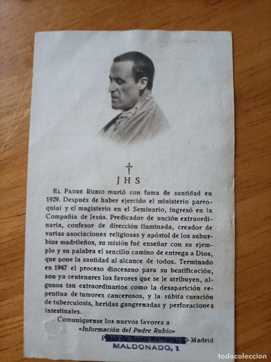 Coleccionismo: PADRE RUBIO ANTIGUA ESTAMPA CON RELIQUIA (Tela)