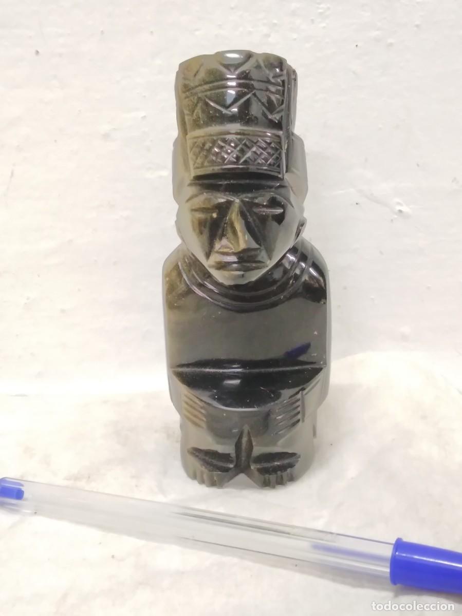 Colecionismo: Antigua Figura Escultura de Obsidiana-Tipo Precolombina-Md. SG.XX-