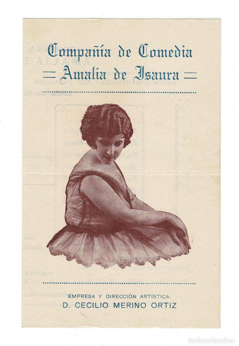 Coleccionismo: PROGRAMA COMPA&Ntilde;&Iacute;A DE COMEDIA AMALIA DE ISAURIA. MADRID. IMPRENTA CAVA BAJA 17. - Foto 1