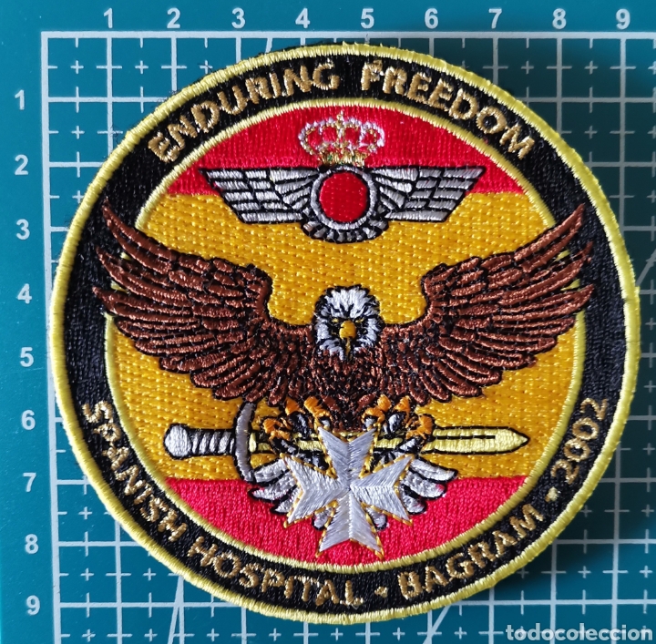 Coleccionismo: Parche bordado SPANISH HOSPITAL BAGRAM AFGANIST&Aacute;N 2002 EJ&Eacute;RCITO &Aacute;IRE ESPA&Ntilde;A ENDURING FREEDOM