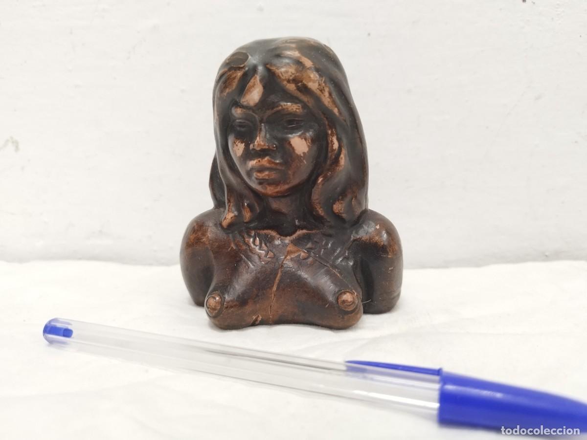 Colecionismo: Antigua Escultura Busto en Terracota de Mujer &Eacute;tnica India Amazonas-Falta en un Pecho