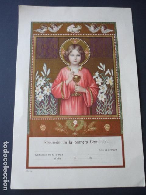 Coleccionismo: RECUERDO PRIMERA COMUNION CROMOLITOGRAFIA A&Ntilde;OS 30 19 X 28 CMTS