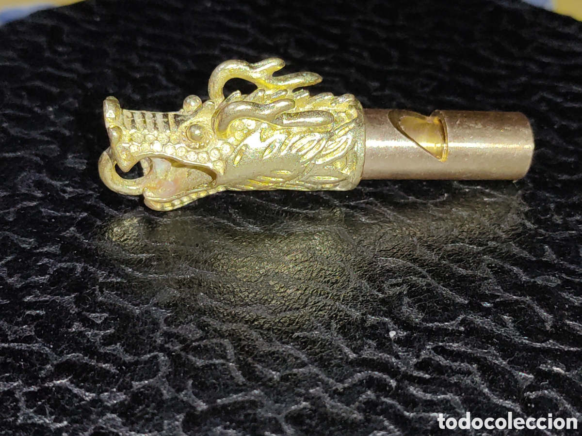Coleccionismo: Silbato drag&oacute;n de bronce o lat&oacute;n.Pito. - Foto 2