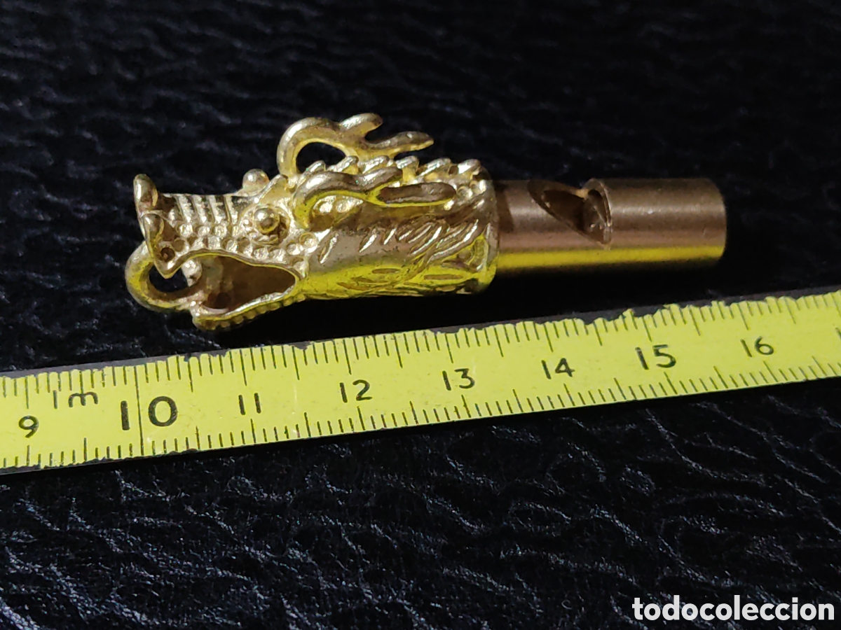 Coleccionismo: Silbato drag&oacute;n de bronce o lat&oacute;n.Pito. - Foto 5
