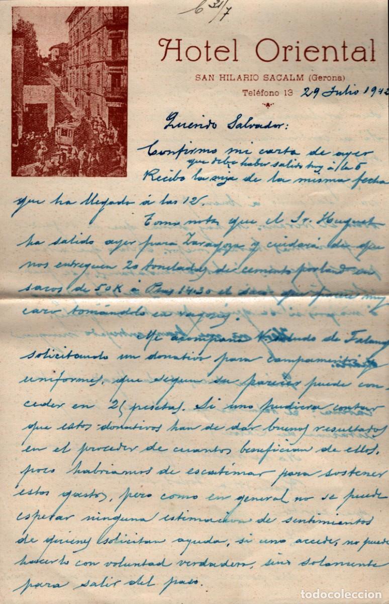 Coleccionismo: hotel oriental san hilario sacalm gerona 1942
