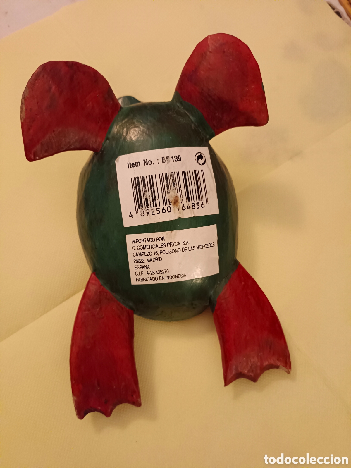 Coleccionismo: Tortuga sujeta vela de madera - Foto 3