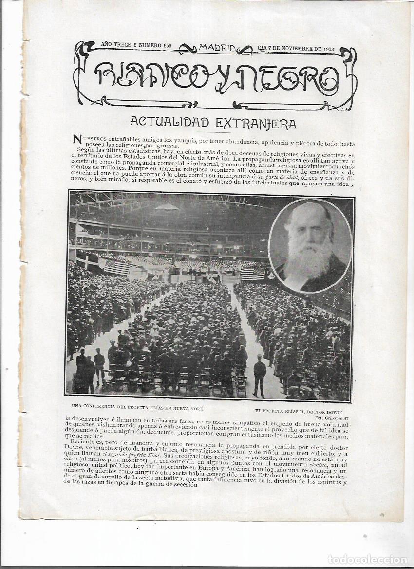Sammelleidenschaft Papier: A&Ntilde;O 1903 RECORTE PRENSA DOCTOR DOWIE CONFERENCIA DEL PROFETA ELIAS EN NUEVA YORK