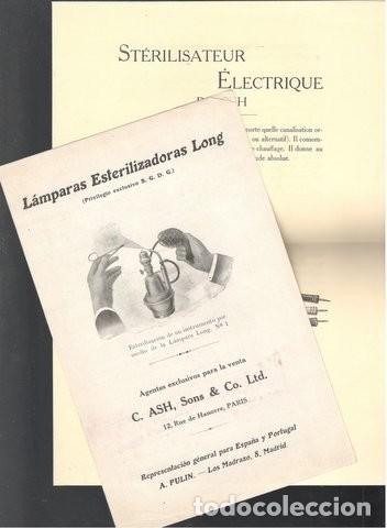 Collecting paper: LAMPARAS ESTERILIZADORAS LONG. C. ASH, Sons & Co. / STERILISATEUR ELECTRIQUE DE ASH