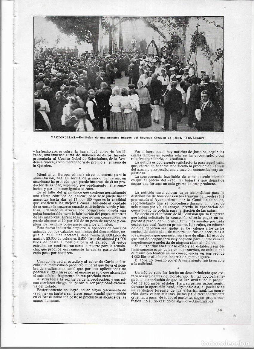 Coleccionismo: A&Ntilde;O 1914 RECORTE PRENSA MARTORELLES MARTORELLAS BENDICION ARTISTICA IMAGEN SAGRADO CORAZON DE JESUS