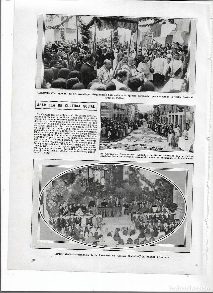 Sammelleidenschaft Papier: A&Ntilde;O 1914 RECORTE PRENSA CANONJA TARRAGONA VISITA PASTORAL PATIO IGLESIA PARROQUIAL ARZOBISPO