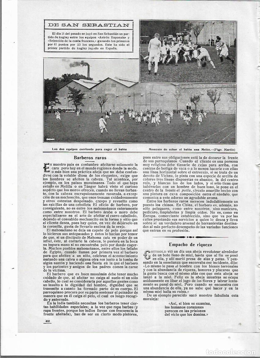 Sammelleidenschaft Papier: A&Ntilde;O 1914 DEPORTES PRIMER PARTIDO DE RUGBY KUGLEY JUGADO EN ESPA&Ntilde;A SAN SEBASTIAN AVIRON BAYONAIS