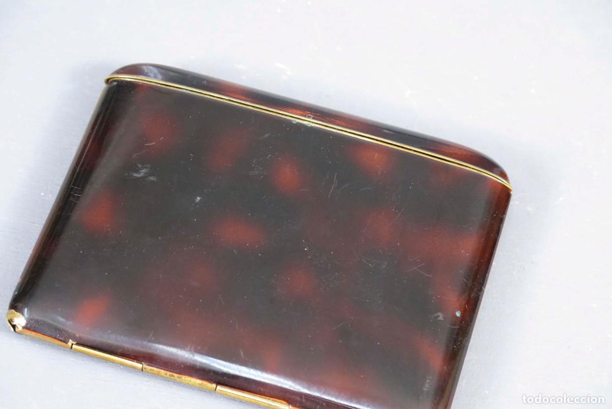 Coleccionismo: PITILLERA DE BRONCE ESMALTADA SIMULANDO CAREY - Foto 3