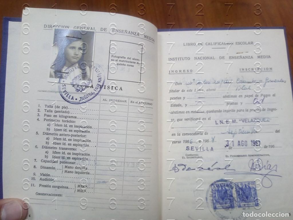 Coleccionismo: SEVILLA INSTITUTO VELAZQUEZ 1967 LIBRO DE CALIFICACION ESCOLAR NOTAS CR6