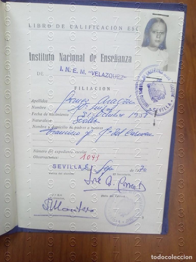 Coleccionismo: SEVILLA INSTITUTO VELAZQUEZ 1970 LIBRO DE CALIFICACION ESCOLAR NOTAS CR6