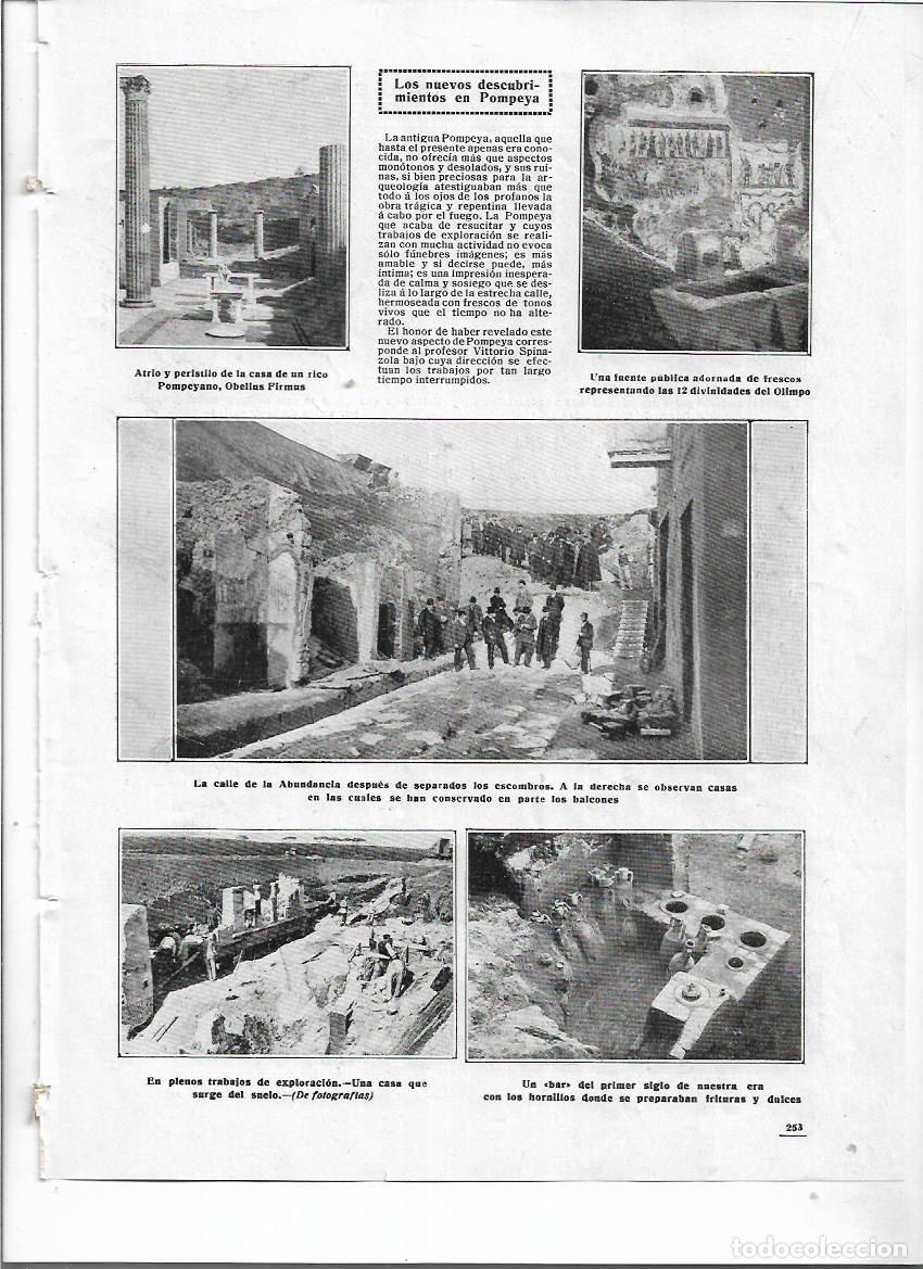 Coleccionismo: A&Ntilde;O 1912 RECORTE PRENSA NUEVOS DESCUBRIMIENTOS EN POMPEYA CALLE ABUNDANCIA CASA OBELIUS FIRMUS BAR