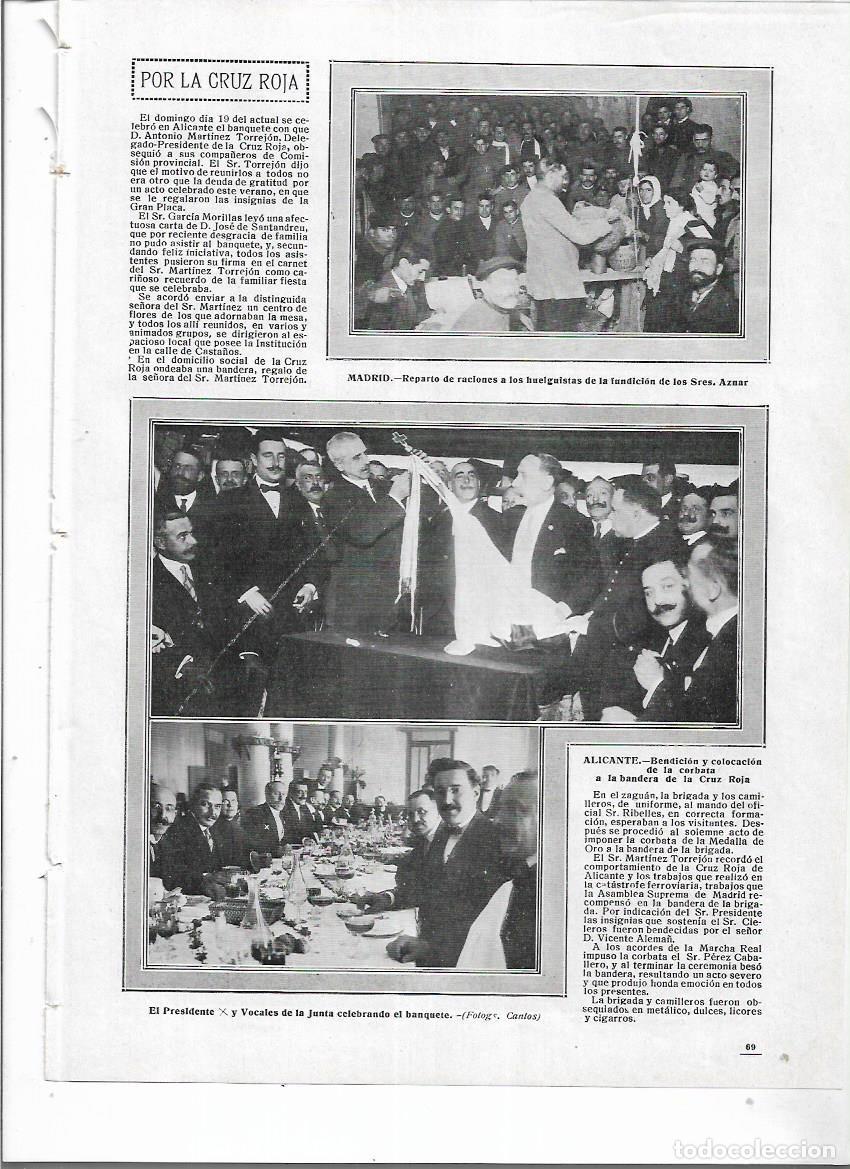 Coleccionismo: A&Ntilde;O 1913 RECORTE PRENSA ALICANTE BENDICION COLOCACION CORBATA A LA BANDERA DE LA CRUZ ROJA