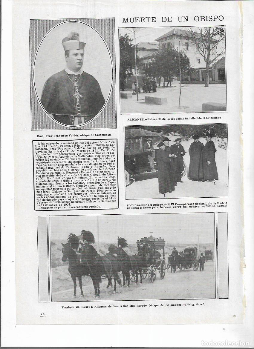 Collectionnisme: A&Ntilde;O 1913 RECORTE PRENSA BUSOT ALICANTE MUERTE DEL OBISPO DE SALAMANCA FRANCISCO VALDES