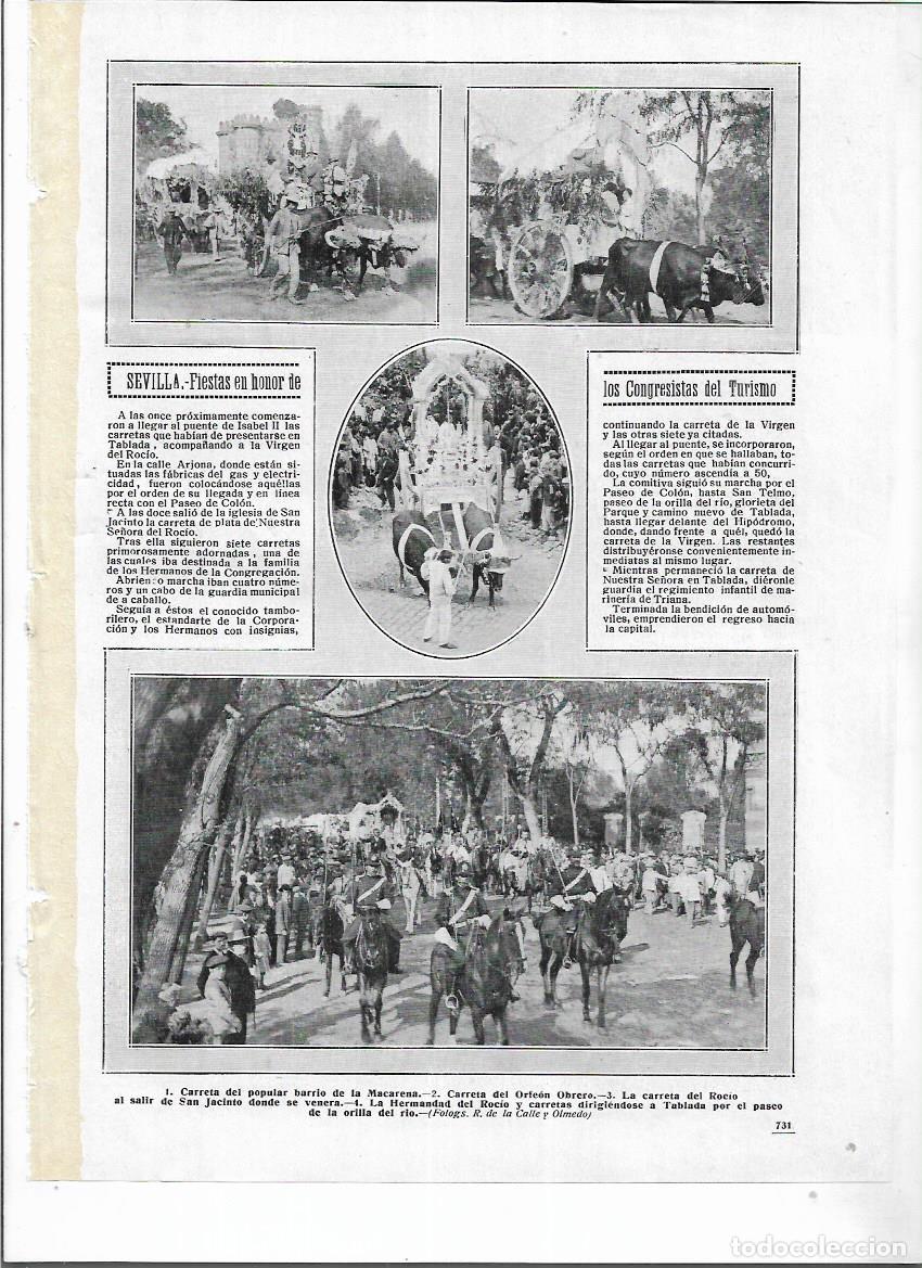 Collecting paper: A&Ntilde;O 1912 RECORTE PRENSA SEVILLA CONGRESISTAS DE TURISMO DESFILE CARRETAS EL ROCIO DRAGA GUADIAMAR