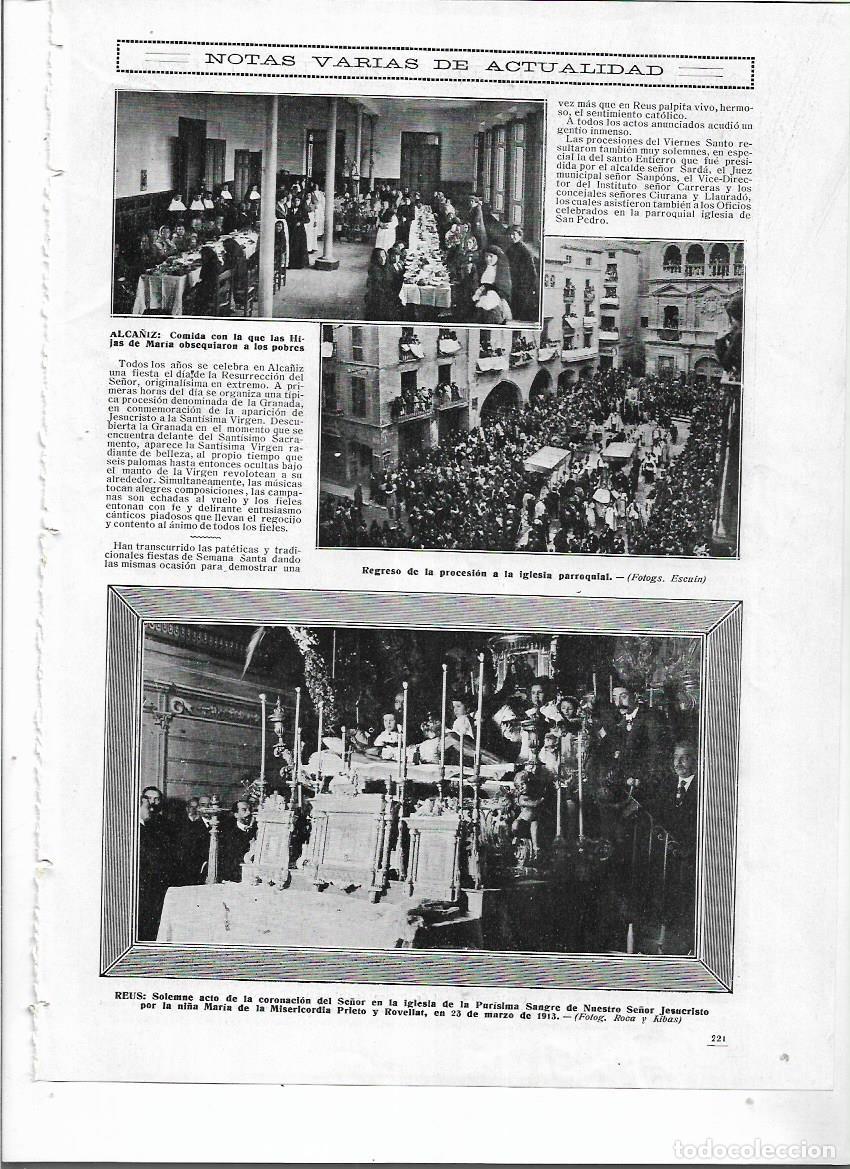 Collectionnisme: A&Ntilde;O 1913 RECORTE PRENSA REUS CORONACION DEL SE&Ntilde;OR IGLESIA MARIA DE MISERICORDIA PIETRO ROVELLAT NI&Ntilde;A