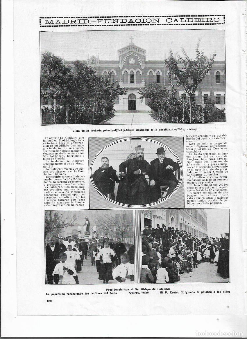 Collezionismo: A&Ntilde;O 1913 RECORTE PRENSA MADRID FUNDACION CALDEIRO ASILO EDUCACION NI&Ntilde;OS POBRES HUERFANOS