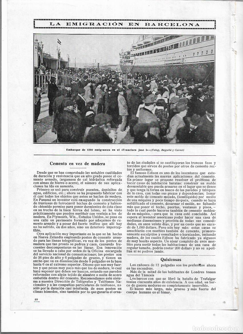 Collezionismo: A&Ntilde;O 1913 RECORTE PRENSA BARCELONA EMIGRACION EMBARQUE EMIGRANTES EN EL BARCO FRANCISCO JOSE