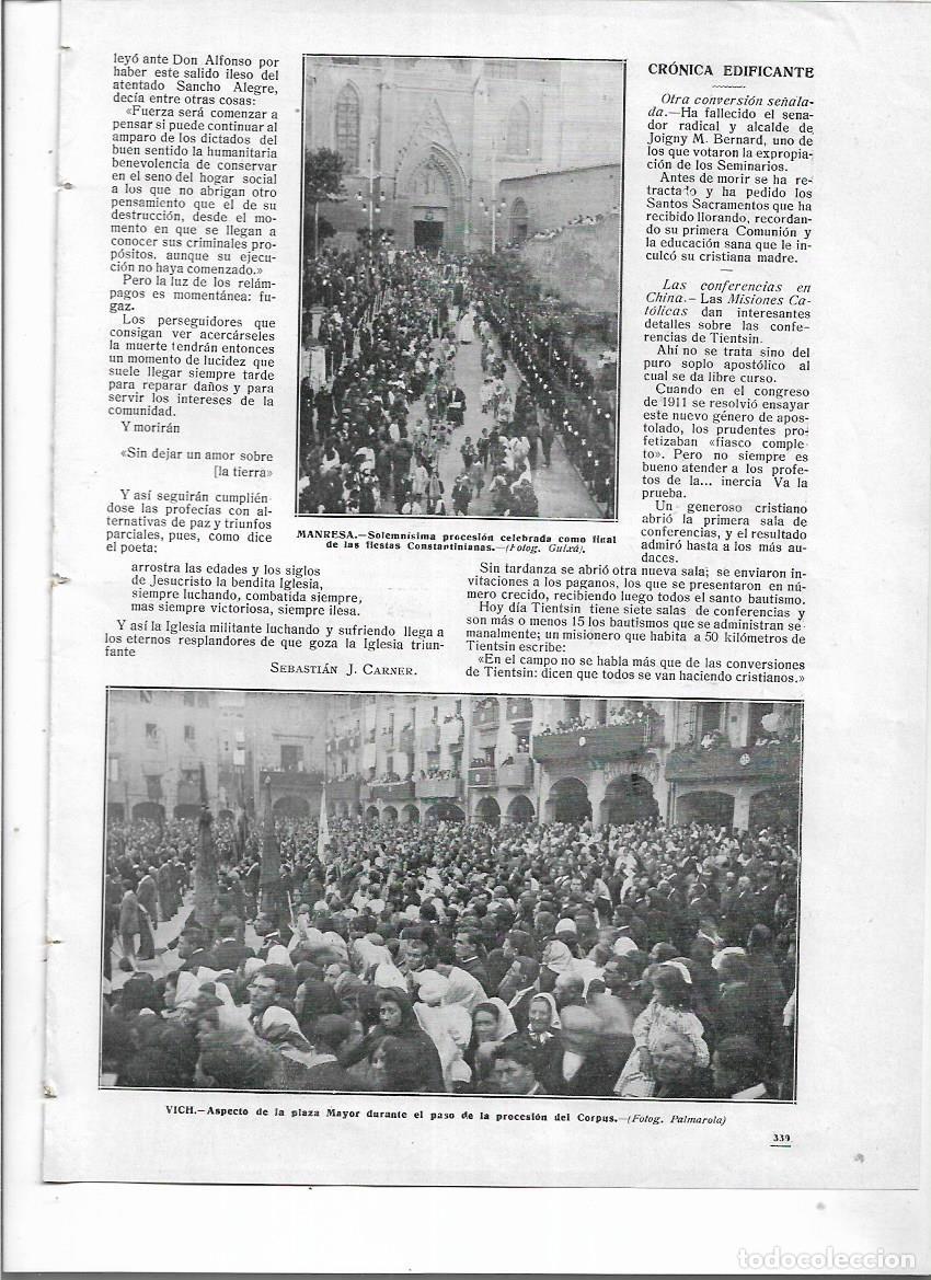 Collezionismo: A&Ntilde;O 1913 RECORTE PRENSA VIC PROCESION DEL CORPUS A SU PASO POR LA PLAZA MAYOR