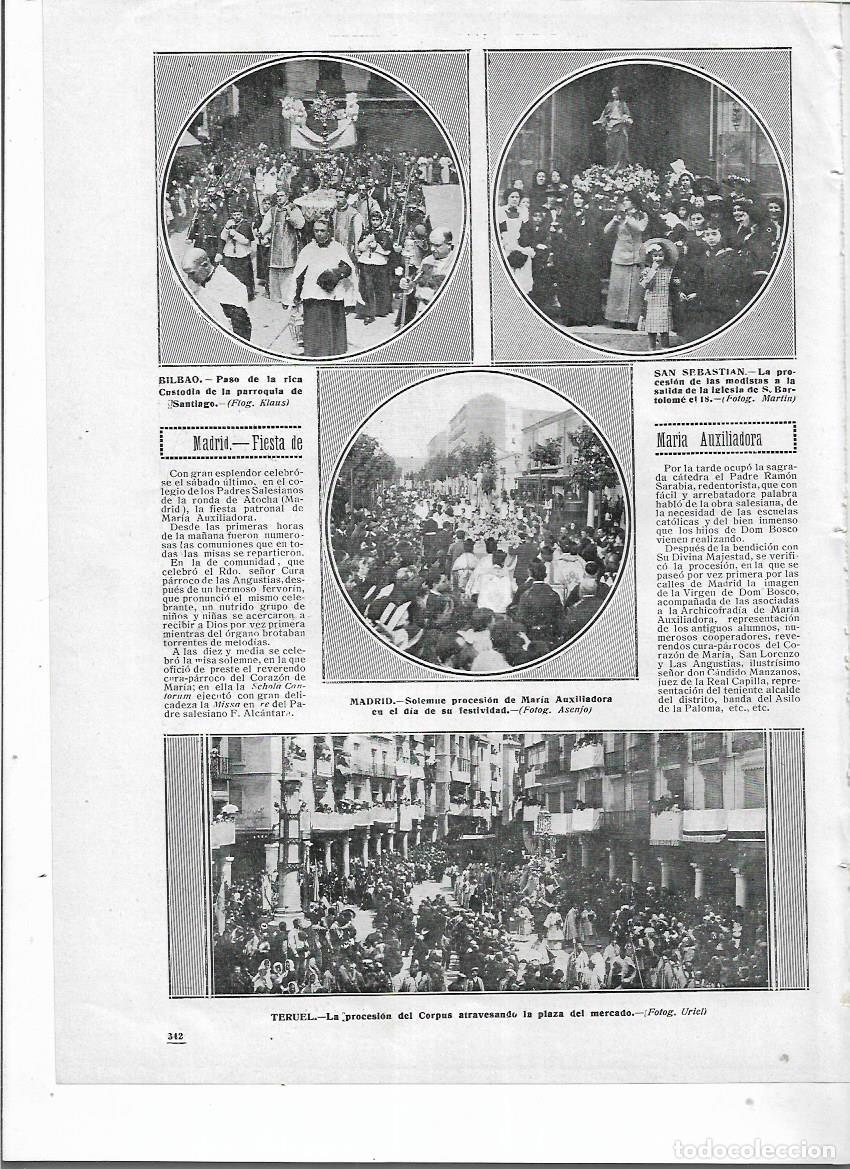 Collezionismo: A&Ntilde;O 1913 RECORTE PRENSA TERUEL PROCESION DEL CORPUS A SU PASO POR LA PLAZA DEL MERCADO