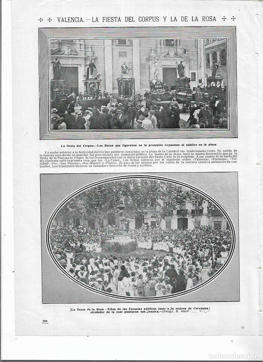 Collezionismo: A&Ntilde;O 1913 RECORTE PRENSA VALENCIA FIESTA DEL CORPUS Y DE LA ROSA LAS ROCAS PROCESION FIESTA CLAVEL