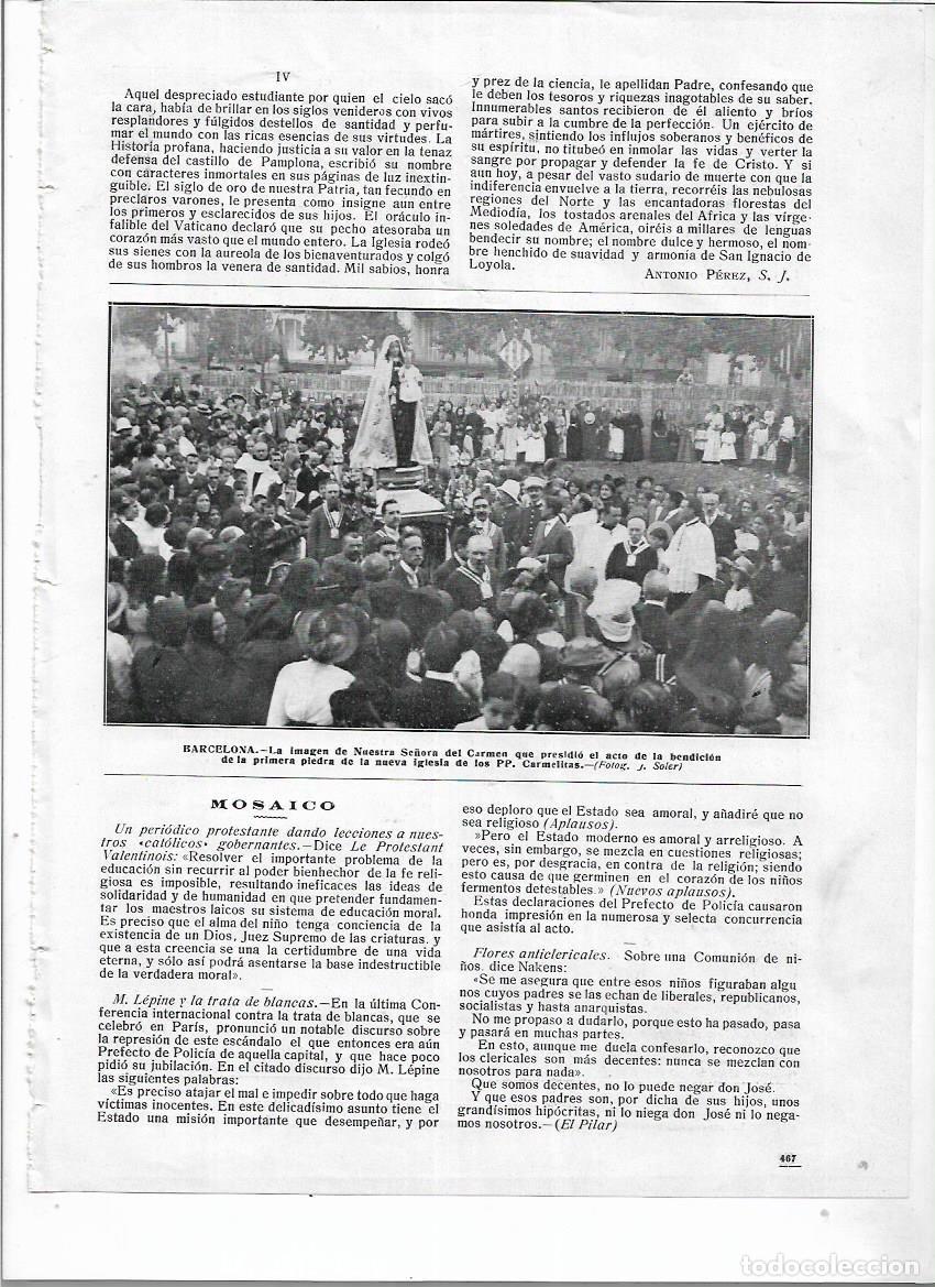 Collezionismo: A&Ntilde;O 1913 RECORTE PRENSA BENDICION PRIMERA PIEDRA IGLESIA CARMELITAS EN GRAN VIA DIAGONAL PROCESION