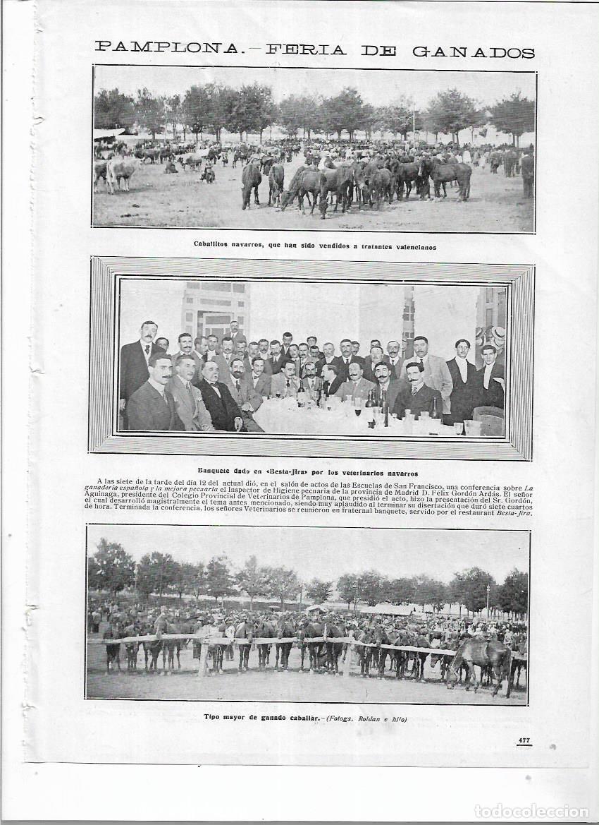 Collezionismo: A&Ntilde;O 1913 RECORTE PRENSA PAMPLONA FERIA DE GANADOS CABALLOS BANQUETE BESTA JIRA VETERINARIOS NAVARROS