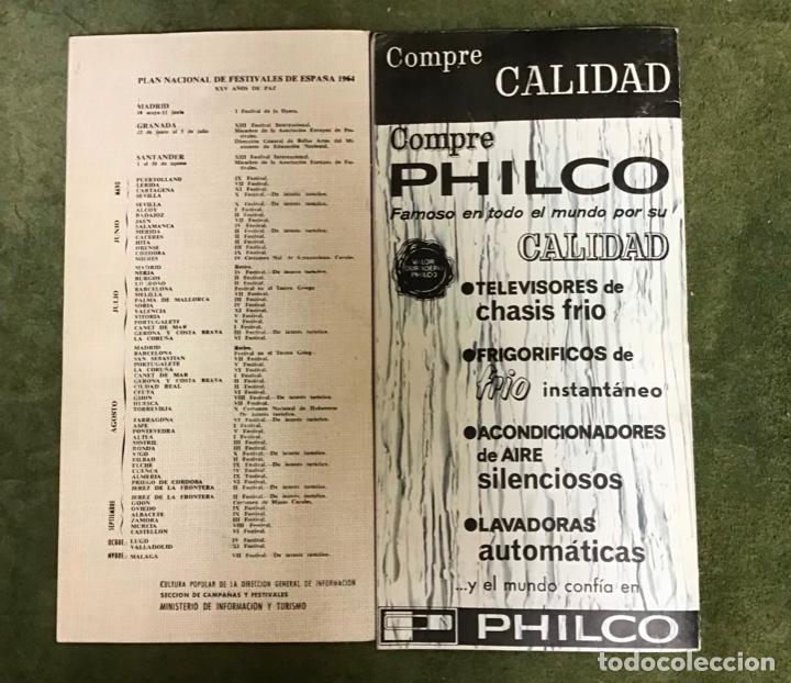Coleccionismo: FESTIVALES DE ESPA&Ntilde;A 1964-1965, PROGRAMAS DE MANO - Foto 2