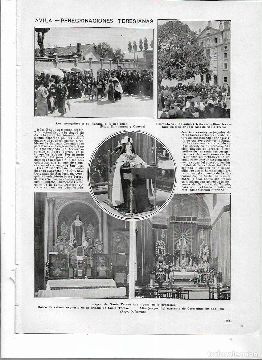 Collectionnisme: A&Ntilde;O 1914 RECORTE PRENSA AVILA SANTA TERESA PEREGRINACIONES TERESIANAS LA SANTA PEREGRINOS