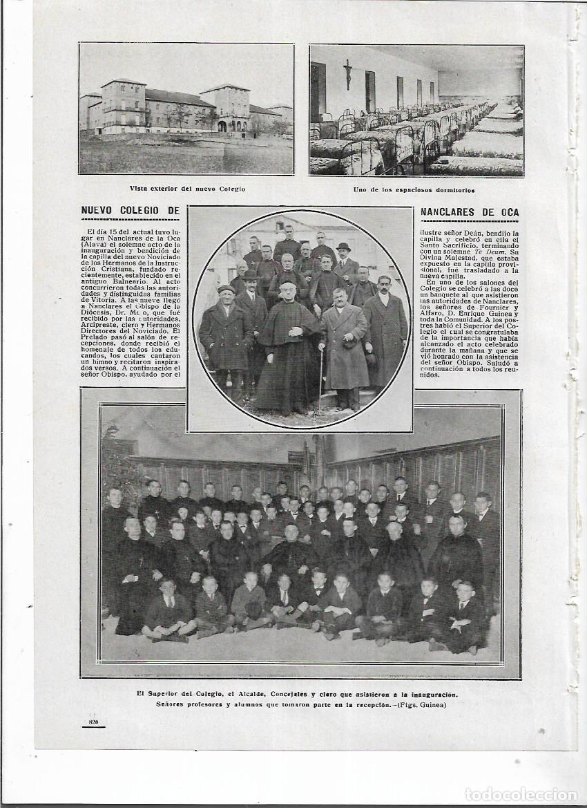 Collezionismo: 1914 RECORTE PRENSA NANCLARES DE LA OCA IRU&Ntilde;A INAUGURACION COLEGIO DORMITORIOS AUTORIDADES ALUMNOS
