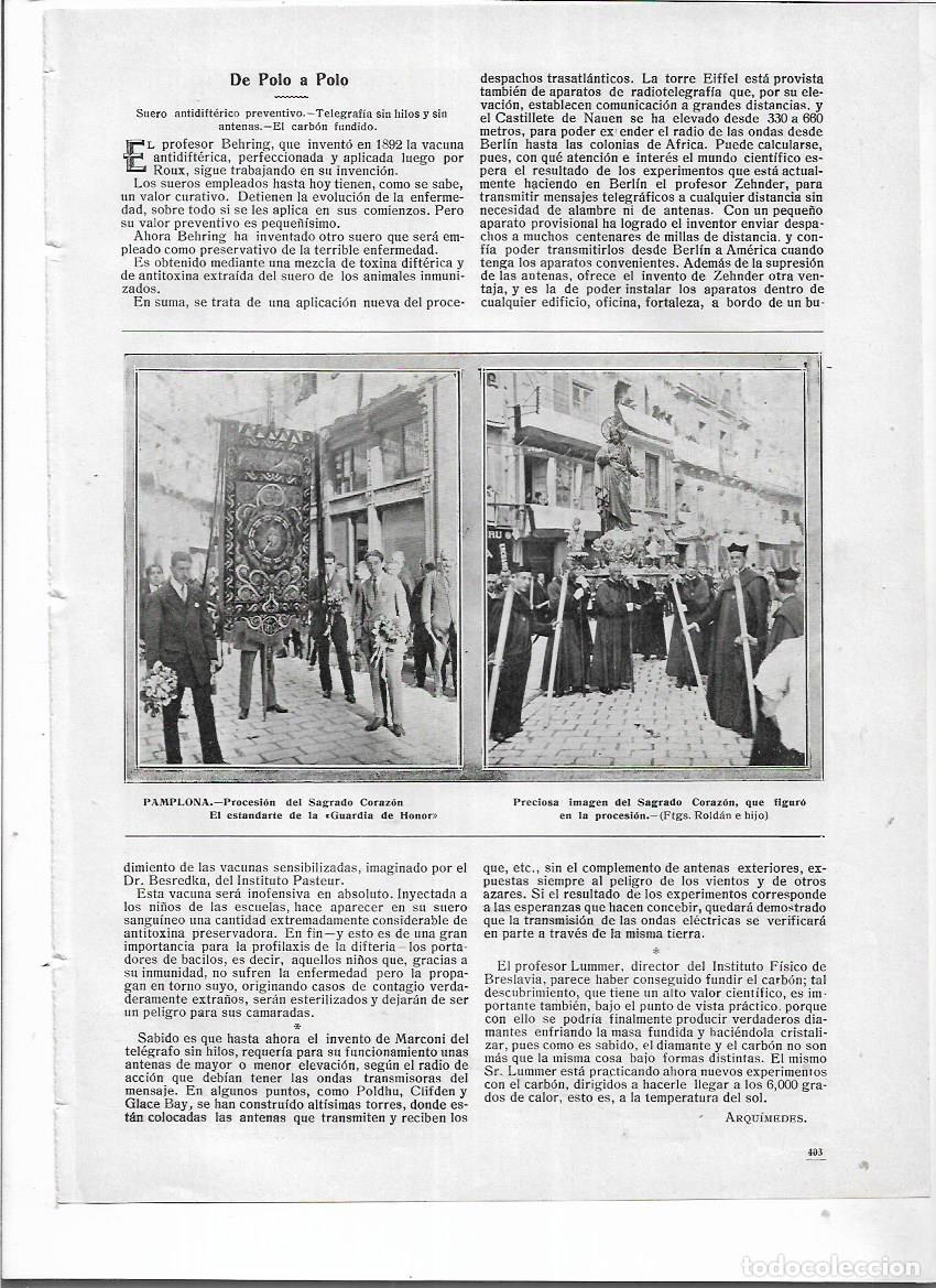 Coleccionismo: A&Ntilde;O 1914 RECORTE PRENSA PAMPLONA PROCESION DEL SAGRADO CORAZON ESTANDARTE DE LA GUARDIA DE HONOR