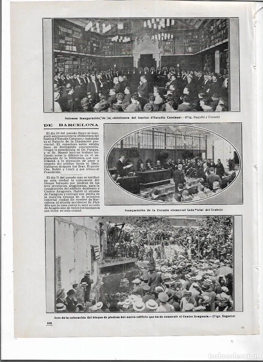 Collezionismo: A&Ntilde;O 1914 RECORTE PRENSA BARCELONA COLOCACION PRIMERA PIEDRA NUEVO EDIFICIO DEL CENTRO ARAGONES